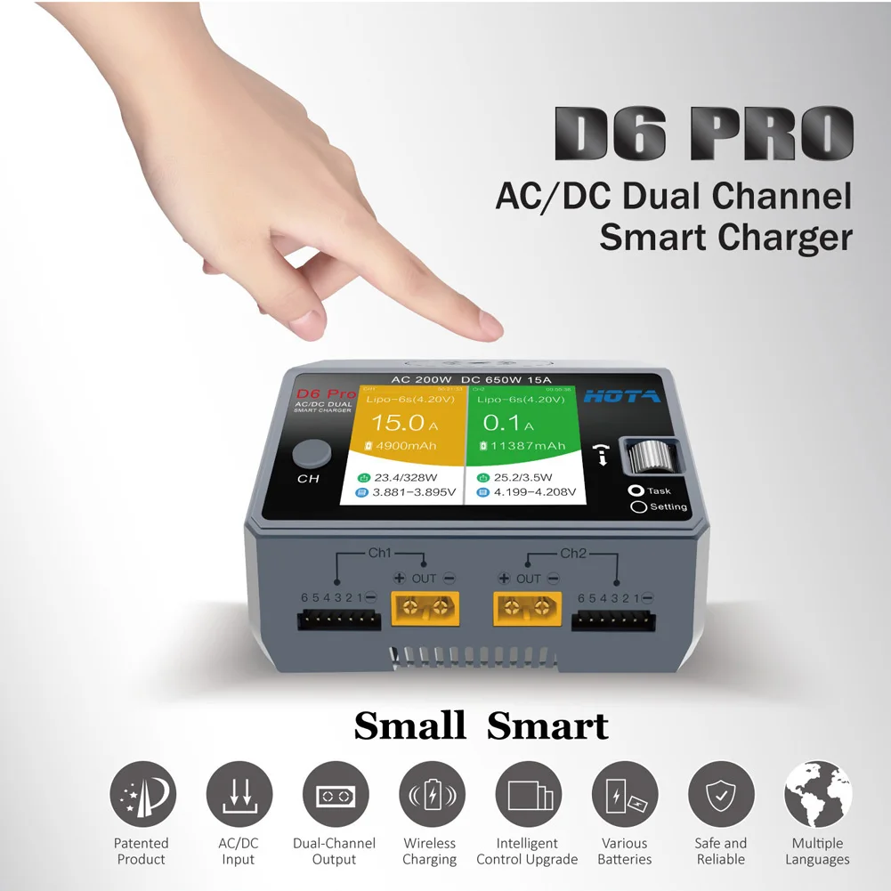 HOTA D6 Pro AC 200w DC 2x325w  - Hota D6 Pro Dual Lipo Charger recensie en prijs