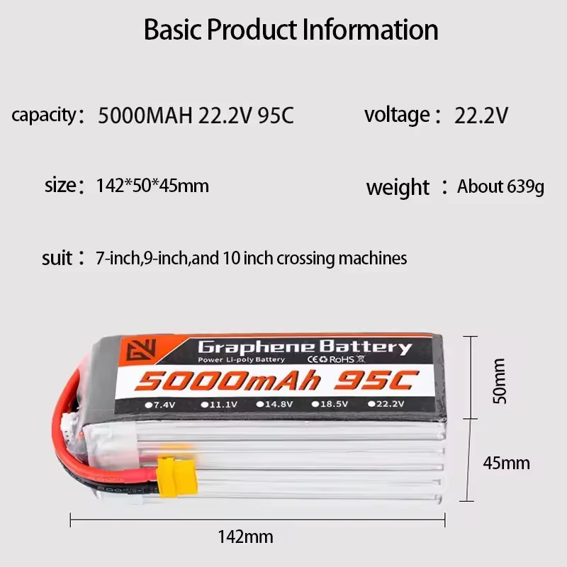 Lipo-batterij 6S 5000mAh XT60  - 6S Lipo Battery 22.2V 5000Mah recensie en prijs